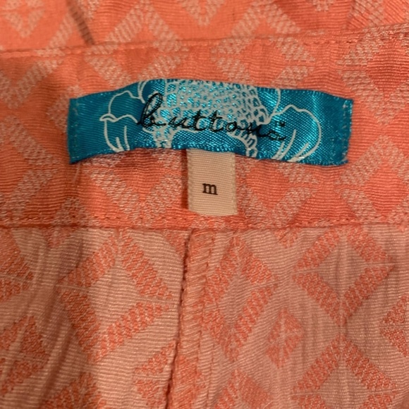 Buttons Embroidered High Rise Diamond Print Shorts Medium Salmon - Picture 5 of 7